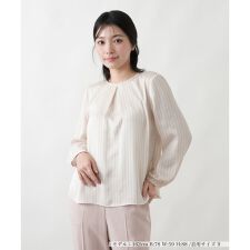 ストライプタックブラウス【Leilian WHITE LABEL】
