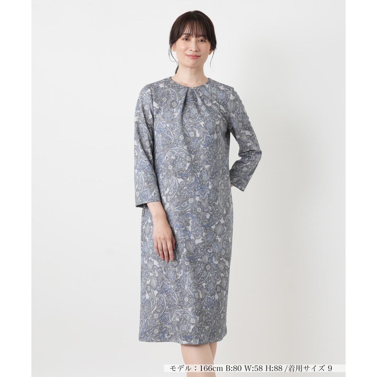 ペイズリー柄七分袖ワンピース【Leilian WHITE LABEL】 | レリアン