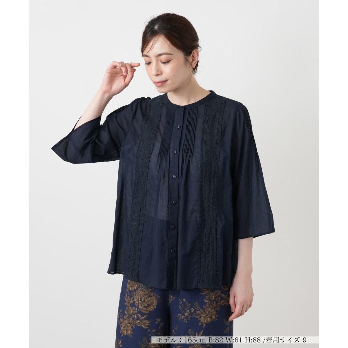 レースピンタックブラウス【Leilian WHITE LABEL】 | レリアン(Leilian