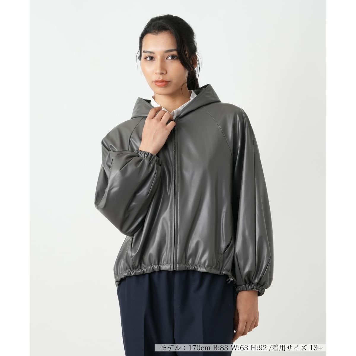 リバーシブル中綿ブルゾン【グリーンノート】【大きいサイズ