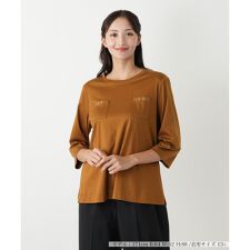 【ウォッシャブル】刺繍七分袖カットソー