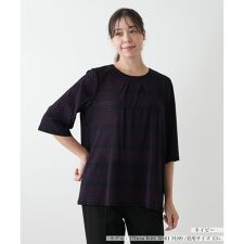 【ウォッシャブル】ドットボーダーブラウス【プラス企画】