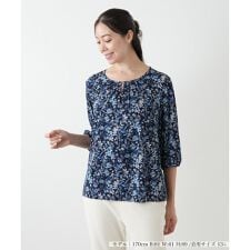 【ウォッシャブル】プリントフレアブラウス【Leilian WHITE LABEL】