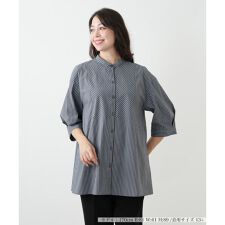 【ウォッシャブル】バンドカラーブラウス【プラス企画】