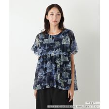 【ウォッシャブル】プリントブラウス【BOURGE】