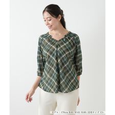 レリアン　プラスハウス(Leilian PLUS HOUSE)のチェックフレアブラウス