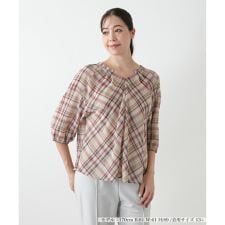 レリアン　プラスハウス(Leilian PLUS HOUSE)のチェックフレアブラウス