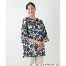 【ウォッシャブル】プリントフレアブラウス