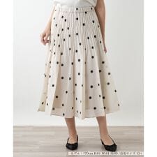 【ウォッシャブル】ドットプリーツスカート