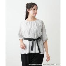 【ウォッシャブル】ボタニカル柄リボンブラウス【BOURGE】