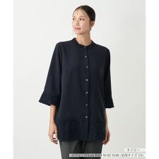 スタンドカラー羽織ブラウス【プラス企画】