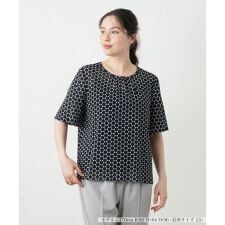 【ウォッシャブル】ドット柄クルーネックカットソー