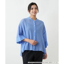 【ウォッシャブル】シアーバンドカラーシャツ【BOURGE】