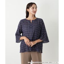 チェック柄フレアスリーブブラウス【Leilian WHITE LABEL】