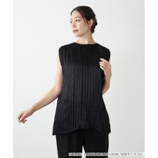 【ウォッシャブル】プリーツノースリーブブラウス【BOURGE】