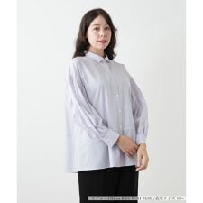 【ウォッシャブル】ストライプ切替ブラウス【MUSE BY ROCHAS Premiere】