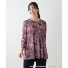 【店舗人気】【ウォッシャブル】プリントピンタックカットソー【BINDA】