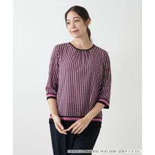 【ウォッシャブル】幾何学柄カットソー【Leilian WHITE LABEL】