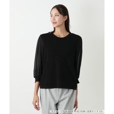 編地切替クルーネックニット