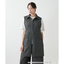 【ウォッシャブル】洗えるデニム調トレンチ風ジレ