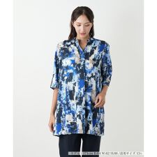 【ウォッシャブル】ペイント柄チュニックブラウス【プラス企画】