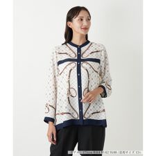 【ウォッシャブル】プリント切り替えブラウス