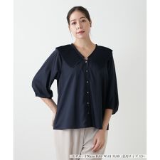 【ウォッシャブル】プリーツデザイン半袖ブラウス【BOURGE】