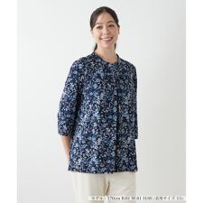 【ウォッシャブル】プリントバンドカラーブラウス【Leilian WHITE LABEL】