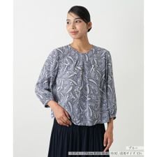 【ウォッシャブル】プリント七分袖ブラウス【Leilian WHITE LABEL】