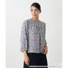 【ウォッシャブル】プリント七分袖ブラウス【Leilian WHITE LABEL】