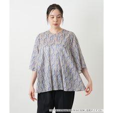 【ウォッシャブル】プリントフレアブラウス【BOURGE】