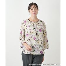 【ウォッシャブル】花柄ブラウス【Leilian WHITE LABEL】