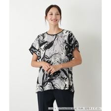 【ウォッシャブル】ティアードスリーブプリントブラウス