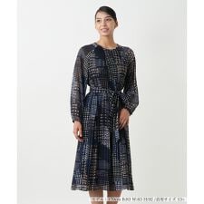 【ウォッシャブル】ドットプリーツワンピース【ROCHAS Premiere】