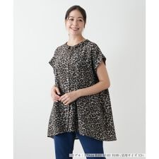 【ウォッシャブル】レオパードフレアブラウス【プラス企画】