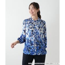 【ウォッシャブル】プリントブラウス【ROCHAS Premiere】