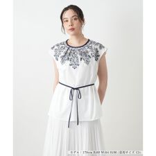 【ウォッシャブル】刺繍フレンチスリーブブラウス【BOURGE】