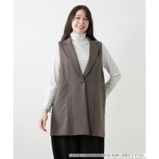 【ウォッシャブル】ラペルドロングベスト【プラス企画】