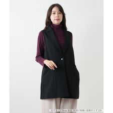 【ウォッシャブル】ラペルドロングベスト【プラス企画】