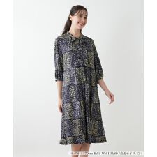 【ウォッシャブル】プリントボウタイワンピース【ROCHAS Premiere】
