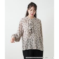 【ウォッシャブル】フラワー柄ボウタイブラウス【BOURGE】