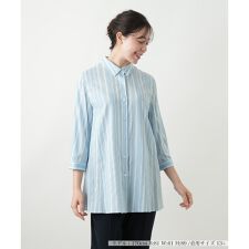 ストライプ七分袖ブラウス