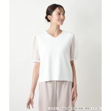 【店舗人気】シアースリーブ切替ニット【BOURGE】