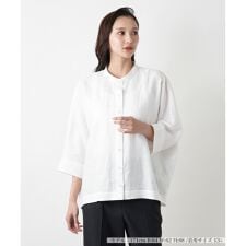 【ウォッシャブル】バンドカラーブラウス