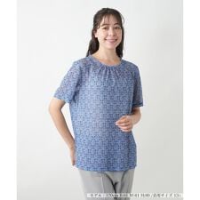 【ウォッシャブル】幾何学柄クルーネックカットソー【ROCHAS Premiere】【ERICA】