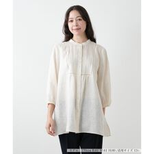 【ウォッシャブル】バンドカラーブラウス