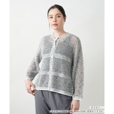 ラメクルーネックカーディガン