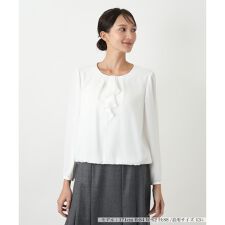 【ウォッシャブル】ノーカラーブラウス