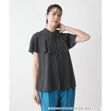 【ウォッシャブル】ストライプ切替ブラウス【BOURGE】