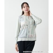 マップ柄クルーネックカーディガン